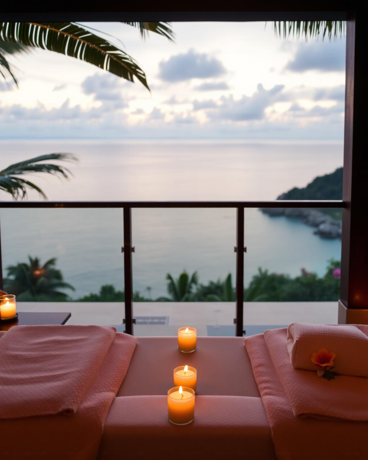 Candlelit oceanside spa